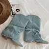 Botas Retro Americanas Versátiles de Punta Fina con Tacón Grueso para Mujer 2026 Nuevo Estilo Par para Aumentar la Estatura Pequeña con Faldas Botas Estilizadoras para Pantalones