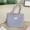 5914 Bolsa Tote Acolchoada Xadrez Estilo Coreano com Enchimento de Algodão Bolsa de Ombro Único Bolsa Escolar para Estudante Bolsa Feminina Fresca Artística