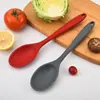 Cuchara grande densa de silicona todo en uno, utensilios de cocina de silicona, cuchara antiadherente para cocinar sopa, cuchara para mezclar, mango largo, ensalada más