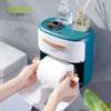 Caja de papel higiénico impermeable sin perforaciones, rollo de papel higiénico extraíble, estante de almacenamiento de pared, estante creativo para papel higiénico