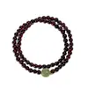 Pulseira Duplo Círculo de Granada 4mm para Mulheres, Joia de Mão de Jade Hetian Formato de Cabaça, Pulseira de Granada Atacado