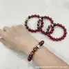 Pulseira de Cinábrio com Cinco Deuses da Riqueza, Contas de Cinábrio, Cinzas de Incenso e Contas de Vidro, Joia de Mão para Casal do Ano do Zodíaco Venda por Atacado