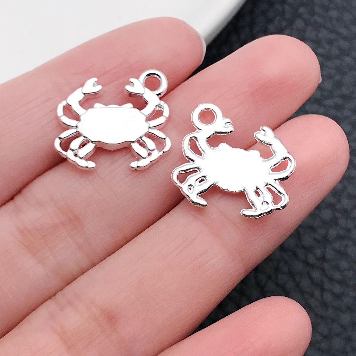 20701-X-亮银锌合金海洋螃蟹15x16mm-1.2g.