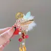 Nuevo Pasador de Oreja de Trigo Estilo Chino para Mujer, Pasador Festivo Rojo con Borla y Monedas de Cobre para Celebraciones de Año Nuevo