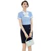 Camisa de Verano Delgada de Manga Corta al por Mayor Lazo Camisa Rayada Azul Ropa de Trabajo para Mujer Traje Profesional Ropa de Trabajo al por Mayor