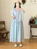 100 peças de saia longa feminina de verão fina, pura ramie, delicada, estilo floresta artística vintage, saia de corte A super fada com barra larga