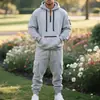Comercio electrónico transfronterizo, Amazon: Nuevo chándal con capucha para hombre otoño/invierno, estilo workwear, color liso, conjunto casual de sudadera para hombre