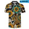 Verão 2022 Estação Independente Transfronteiriça Impressão Digital 3D Elemento Girassol Casual Esportivo Gola Polo Manga Curta
