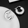 Aretes de Plata Esterlina S925 para Mujer Diseño Nicho Minimalismo Personalidad Tendencia Avanzado Industria Pesada Edición Ancha Círculo Hebilla de Oreja