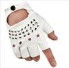 Guantes de Medio Dedo de PU con Remaches Hip-Hop Discoteca Pole Dance Baile Disco Punk Hip-Hop Escenario de Actuación Mismo Estilo para Hombres y Mujeres