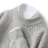 Nuevo Suéter de Lana Suelta Tejido Jacquard de Manga Larga de Cuello Alto Medio Estilo Coreano para Hombre Otoño/Invierno 2024