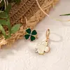 Pendientes de Moda Esmalte Verde Trébol de Cuatro Hojas de la Suerte para St. Día de San Patricio, Acero Inoxidable Esmaltado al por Mayor del Fabricante