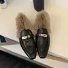 Mocasines Retro Franceses de Tacón Bajo para Mujer Zapatos 2026 Otoño/Invierno Nuevo Estilo Zapatos de Algodón con Felpa