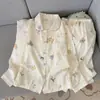 Pijamas de Dibujos Animados Japoneses para Mujer, Primavera y Otoño, Algodón Nube, Cuello de Muñeca, Manga Larga, Pantalones Largos, Estilo Delgado, Ropa de Casa Transfronteriza al por Mayor
