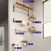 Estante de Pared para Toallas de Baño Estilo Vintage de Nogal, Set de Estantes Colgantes Integrados sin Taladro, Estante de Baño, Estante de Almacenamiento, Toallero