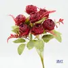 Flores de Rosa Artificiais para Casamentos, Decorações de Salão de Casamento, Rosas com Borda Queimada, Rosas Elsa de 7 Cabeças, Arranjos de Flores DIY