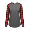 Comércio Exterior Europeu e Americano Transfronteiriço WISH Amazon nova primavera e outono xadrez estampado gola redonda manga longa top Camiseta
