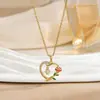 Collar de Corazón de Rosa para Mujer, Joyería que no se decolora, Cadena para Clavícula Versátil, Estilo Ins, Cadena para Clavícula de Nicho de Gama Alta al por Mayor