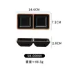 Plato lateral de melamina porcelana vajilla estilo japonés plato doble negro plato de dos compartimentos plato de tres compartimentos plato unido plato para salsas condimento