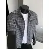 2026 Nova Camisa Masculina Xadrez de Manga Curta, Tamanho Grande, Marca da Moda, Estilo Solto, Tamanho Grande, Camisa Jovem para Homens