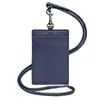 Porta Credencial de Trabajo Cuero Genuino con Cordón, Porta Insignia de Empleado de Alta Gama, Porta Tarjetas con Ranuras Múltiples para Colgar del Cuello