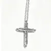 Collar de Plata de Ley S925 con Cruz de Moissanita Lujo Ligero Moda Versátil Hip Hop Europeo Americano Unisex Collar de Moissanita