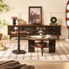 Mesa Redonda Maciza de Madera Vintage Estilo Francés, Mesa de Café de Doble Capa y Mesa Auxiliar para Sala de Estar de Mediados de Siglo, Mesa de Té Pequeña de Diseñador