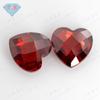 Colgante de joyería con gema Huagang, gran corazón rojo, circonita con doble capa de tortuga, piedra desnuda, granate, circonita roja, superficie enrejada de CZ