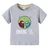 Ropa infantil Among Us camiseta de verano de manga corta para niños y niñas camiseta básica de dibujos animados camiseta de manga corta para bebé top de moda