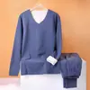 Ropa interior térmica sin costuras de terciopelo para hombre con forro de forro polar engrosada a prueba de frío de invierno ropa de otoño traje de pantalones largos pantalón base