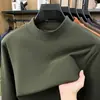 Camiseta de manga larga con cuello redondo para hombre transfronteriza, camiseta interior térmica de forro polar cepillado otoño/invierno, top casual y versátil para hombre