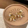 Pendientes Geométricos Irregulares de Zirconita Cepillada con Diseño de Nicho Europeo y Americano Chapado en Oro Real Pendientes de Diseño de Nicho