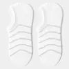 Meias Casuais Invisíveis Femininas de Algodão Puro com Painel Lateral Listrado, Meias de Tornozelo Femininas Ribbed de Cor Sólida com Silicone Antiderrapante, Meias Zhuji