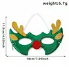 Decoraciones navideñas transfronterizas: Máscara de reno de media cara, máscara de mascarada navideña con purpurina, máscara para ojos de bayas y copo de nieve