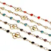 Cadena para Joyería DIY, Cadena de Flores, Trébol de Cuatro Hojas, Borde de Cobre Puro con Pedrería, Decoración de Cuello Antideslizante, Múltiples Colores Disponibles, Cadena de Pedrería