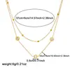 Modelo Más Vendido Transfronterizo: Collar Doble Capa con Colgante de Número Romano Incrustado de Diamantes, Collar con Colgante Redondo en Capas de Acero Inoxidable Chapado en Oro