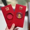 Adesivos de Telefone de Ouro Puro 999 para o Festival da Primavera, Artesanato em Metal de Envelope Vermelho de Alta Qualidade, Presentes para Reunião Anual