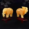 Adornos de Elefante de Topacio Par de Decoraciones de Jade Tallado Sala de Estar Fábrica de Artesanía de Topacio Elefante Absorbente