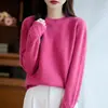 Suéter de Lana Grueso de Cuello Redondo Listo para Usar de Una Sola Línea para Mujer en Otoño e Invierno Nuevo Color Puro Holgado Versátil Suéter de Lana Camiseta Interior de Lana