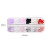 Accesorios para uñas en caja de 12 compartimentos, colores mixtos, cuadros, color sólido, lazo, decoración de uñas, accesorios de resina al por mayor