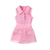 Amazon Comercio Exterior Transfronterizo Europeo y Americano Stock Listo Ropa de Verano de Moda Estilo Coreano para Niñas, Conjunto de Dos Piezas con Top sin Mangas y Shorts