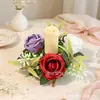 Anel de vela simulado de três cores Decoração de casa estilo europeu Arranjo de mesa de casamento Suporte de vela Ornamento floral