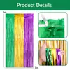 Decoraciones de Fiesta de Carnaval de 2m, Accesorios Temáticos, Borla Verde Dorada Morada, Cortina de Puerta de Seda de Lluvia, Arreglo de Escena de Pared de Fondo