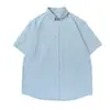 Roupas Vintage Verão 2025 Tendência Jovem Cor Doce Camisa Oxford Manga Curta Masculina Solta Versátil