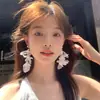 El Brisa Nocturna Sopla~Pendientes de Flor y Perla Estilo Resort de Playa de Verano para Mujer, Pendientes Elegantes Exagerados, Pendientes Atmosféricos