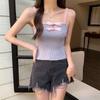 Estilo Coreano Lazo Dulce Hueco Ajustado Adelgazante Color Sólido Versátil Camisola Top Interior Ropa Exterior Para Mujer Primavera y Verano