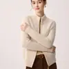 Estilo Old Money Cardigan com Gola Alta e Zíper 100% Caxemira Malha de Trança Grossa Aconchegante Casaco Suéter Feminino
