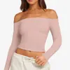Camiseta Transfronteiriça de Manga Longa com Uma Alça para Mulheres, Nova Roupa Esportiva de Manga Longa Justa para Treinamento de Pilates, Tops de Yoga para Mulheres