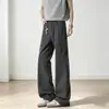 Calças casuais de algodão lavado estilo americano para homens, jeans de verão com corte justo para high street, calças retas largas e soltas da moda