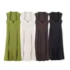 Elegante vestido largo con un elegante cuello 64 moda forma de corazón ZR estilo europeo y americano 42585 comercio exterior ropa de mujer sin mangas 2026 transfronterizo